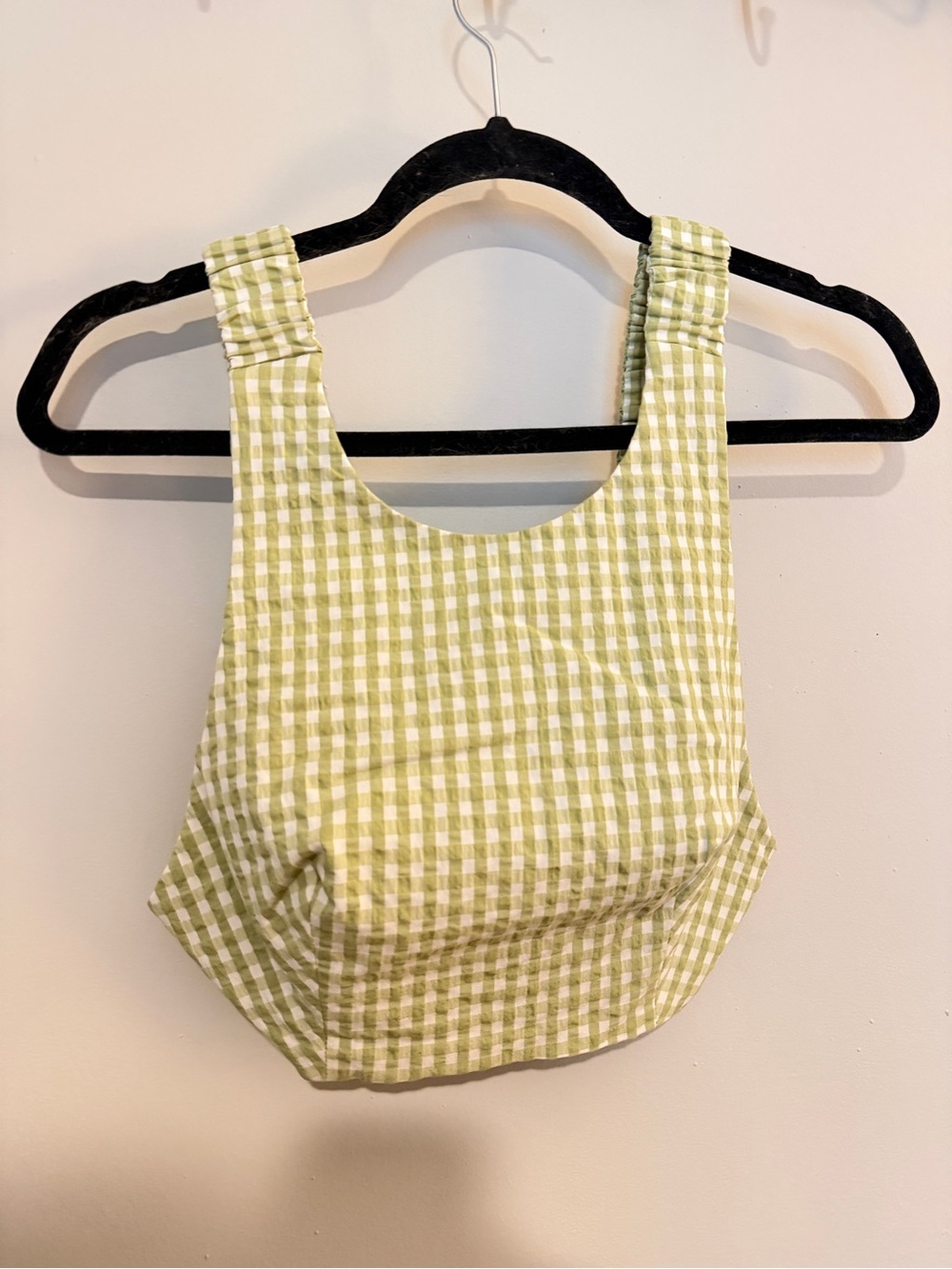 Zara Gingham Crop Tank Top - Light Green